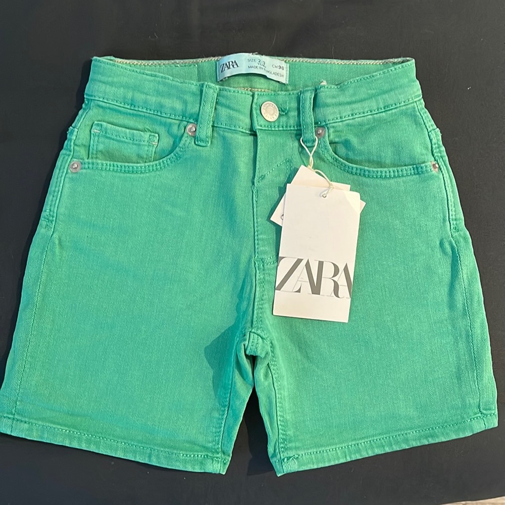 Green Zara kids Jean shorts
